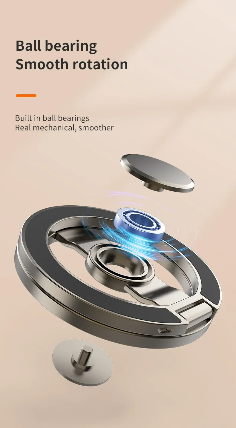MagSafe-kompatibler magnetischer Handy-Ringhalter, Fidget Spinner, faltbarer Dual-Ring-Desktop-Handyständer für iPhone 12-17 Samsung – Detail 4