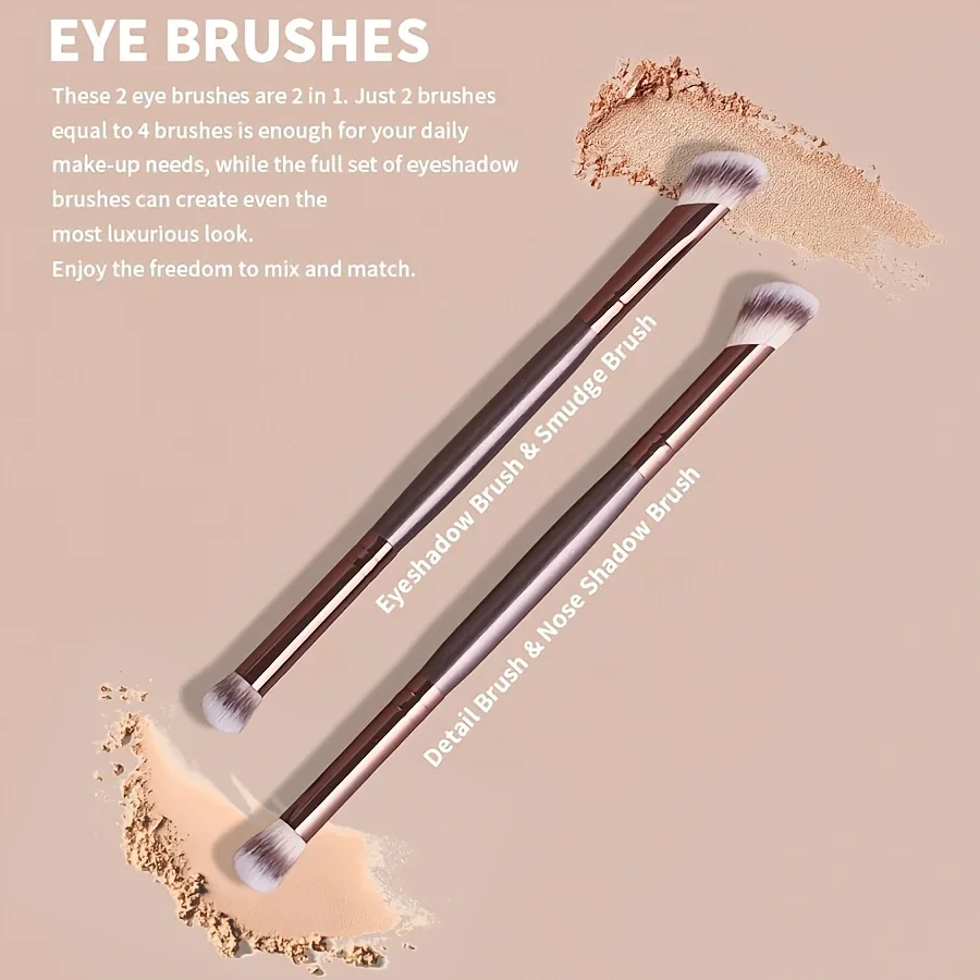 Ultimate Dual-Ended Makeup Brush Collection – 6-Piece Set for Flawless Foundation, Seamless Concealer, and Effortless Contouring