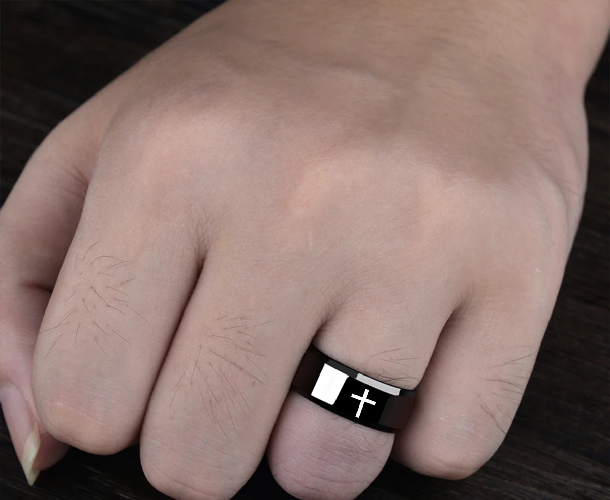Stainless Steel Ring For Women Men Black Jesus Cross Casual Y2K Fashion Gothic Jewelry Gift cross jewelry cross rings womens ring finger rings jewelry rings ring jewelry