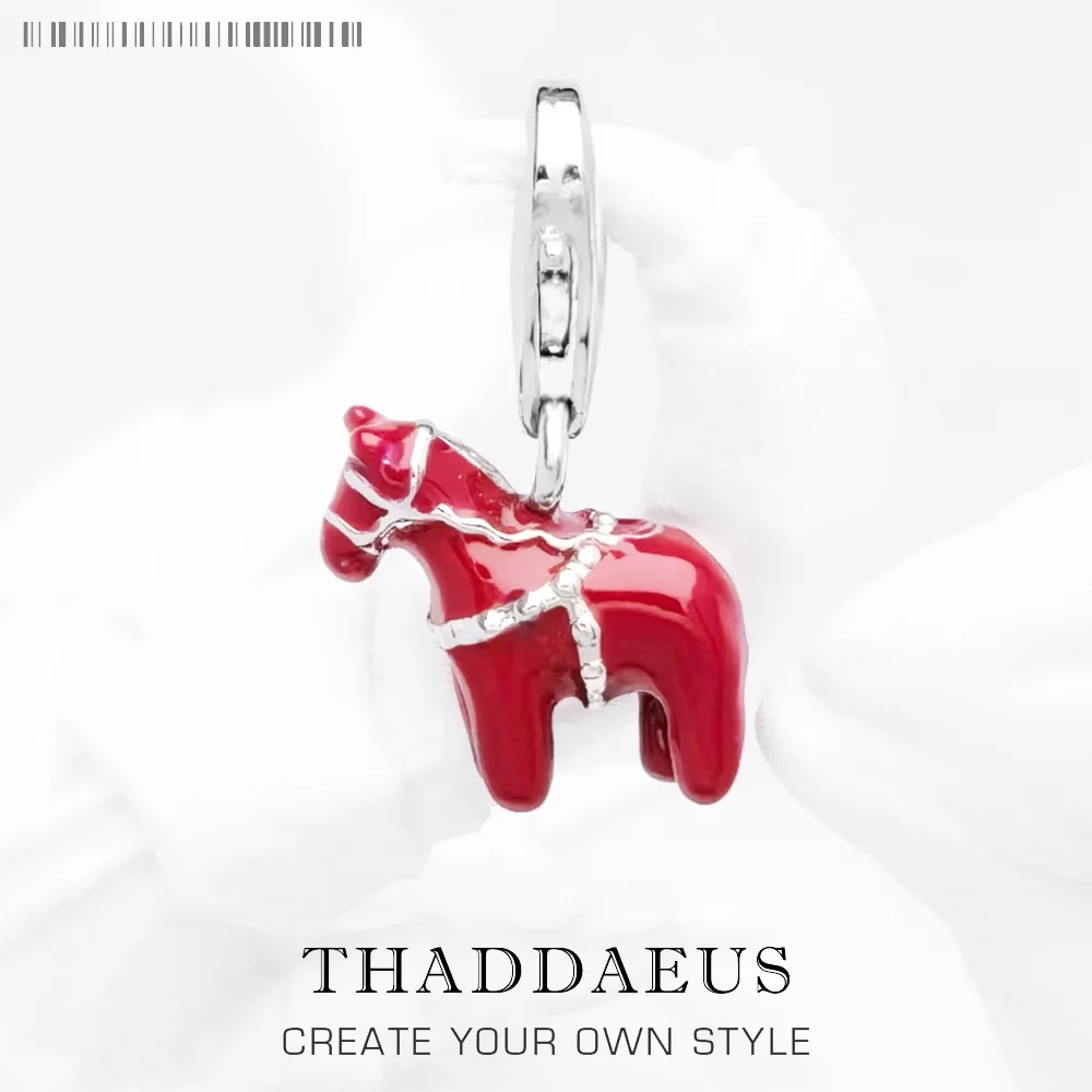 Dalarna 말 매력 유행 패션 여성 남성 쥬얼리 925 스털링 실버 전원 용기 충성도 위엄 펜던트 맞는 팔찌