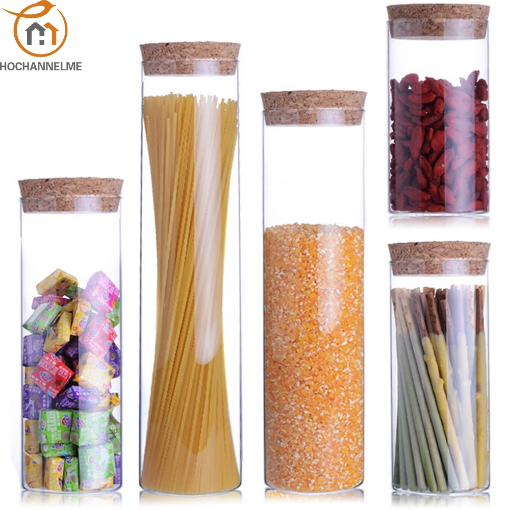 Transparent Glass Jars Seal Jars Grains Storage Bottles Spice Jar Kitchen Storage Organization