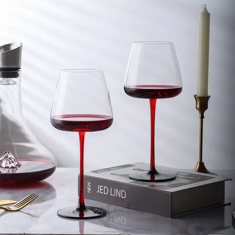 2pcs Concave Bottom Red Wine Glass European Wine Glasses Set Crystal Cup Bordeaux Burgundy Champagne Drinkware Goblet Gift glass drinkware