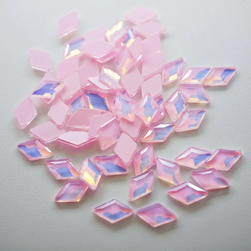 100/500pcs 3x5/4x6/5x8mm Opal Color Mocha Flat Bottom Glass Diamond Diamond Summer Small Mini Size Rhinestone DIY Accessories