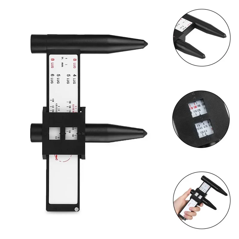 Wheel Rim Bolt Pattern Sliding PCD Measuring Tool Gauge Ruler 8 Holes PCD Ruler Lugs Hub Pitch Measurement Tool 3