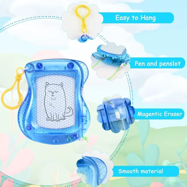 Toddler Magnetic Doodle Board Keychain LCD Writing Tablet Portable Mini Drawing Pad Educational Travel Toy Erasable 4