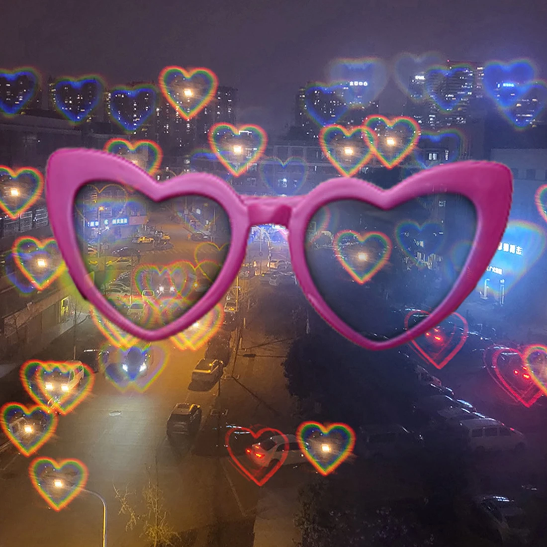 

Love Heart Shaped Effects Glasses Watch The Lights Change To Heart Shape At Night Diffraction Glasses Women Fashion Sunglasses