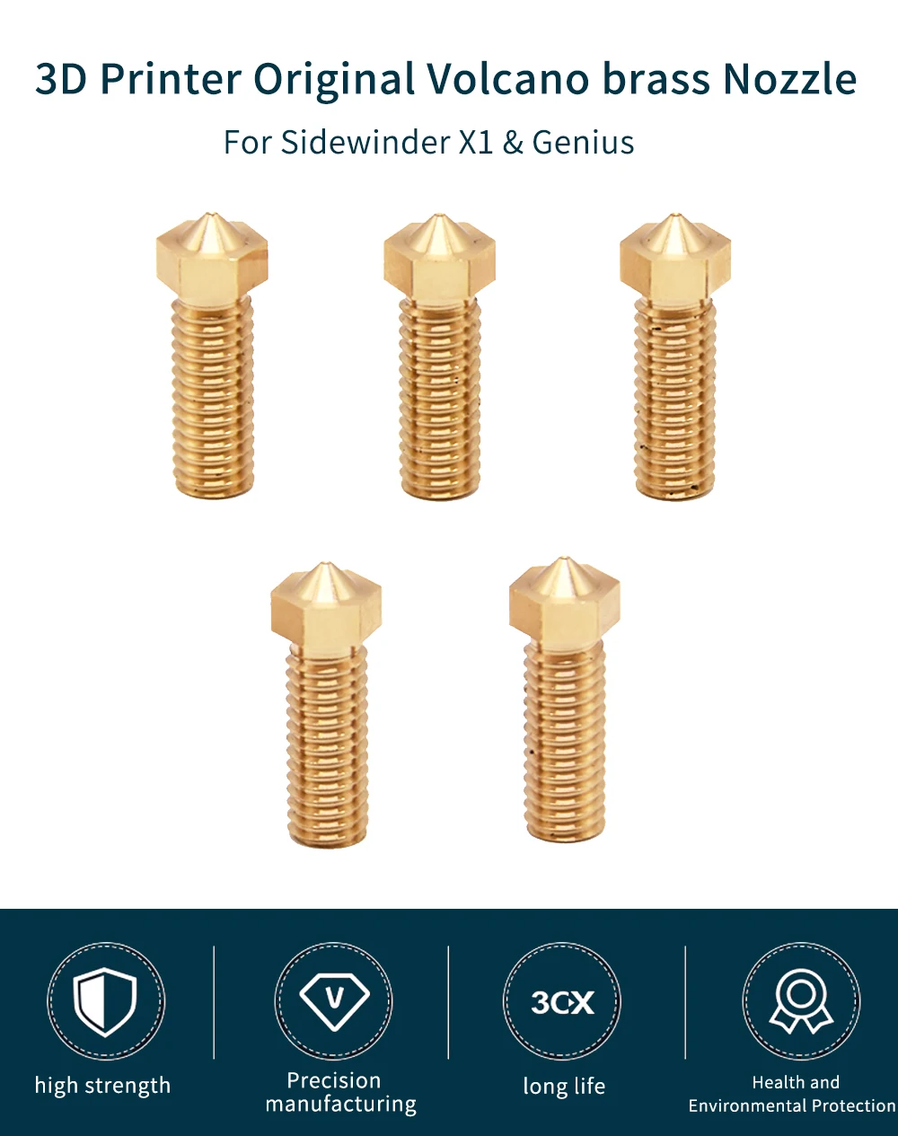 Artillery 3D 프린터, 오리지널 화산 깍지, 1.75mm 필라멘트용, 0.2mm, 0.3mm, 0.4mm, 0.6mm, 0.8mm, 1.0mm, 1.2mm