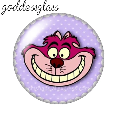 Disney Alice's Adventures Cheshire cat 12mm/18mm/20mm/25mm Round photo glass cabochon flat back Making findings for bracelets leather bracelet silicone bracelet fashion bracelet stainless steel bracelet
