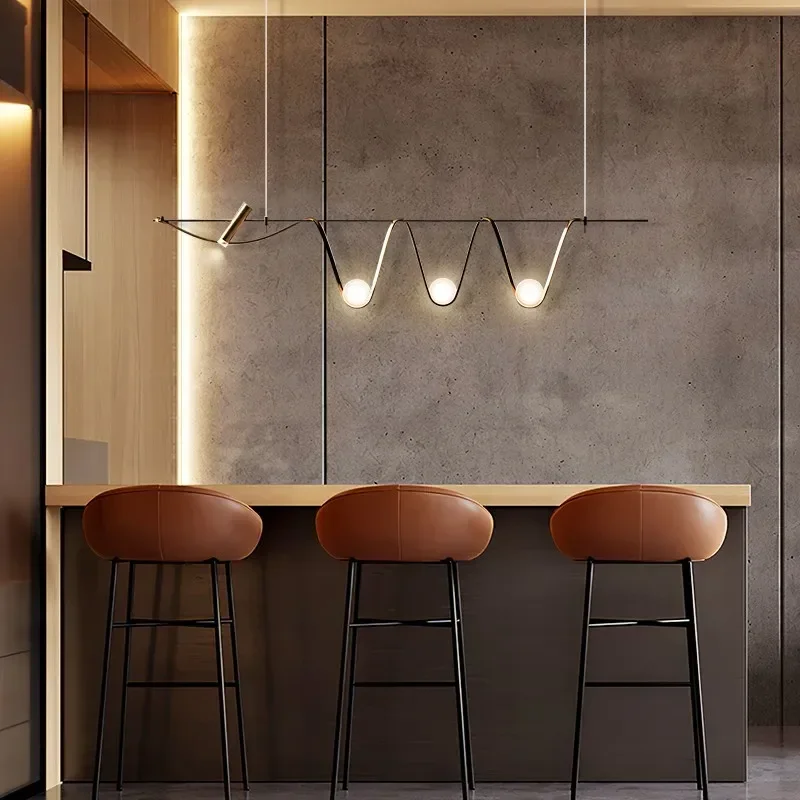 

Nordic Designer Leather Restaurant Led Chandelier Simple Modern Model Room Twisted Special-Shaped Lamps