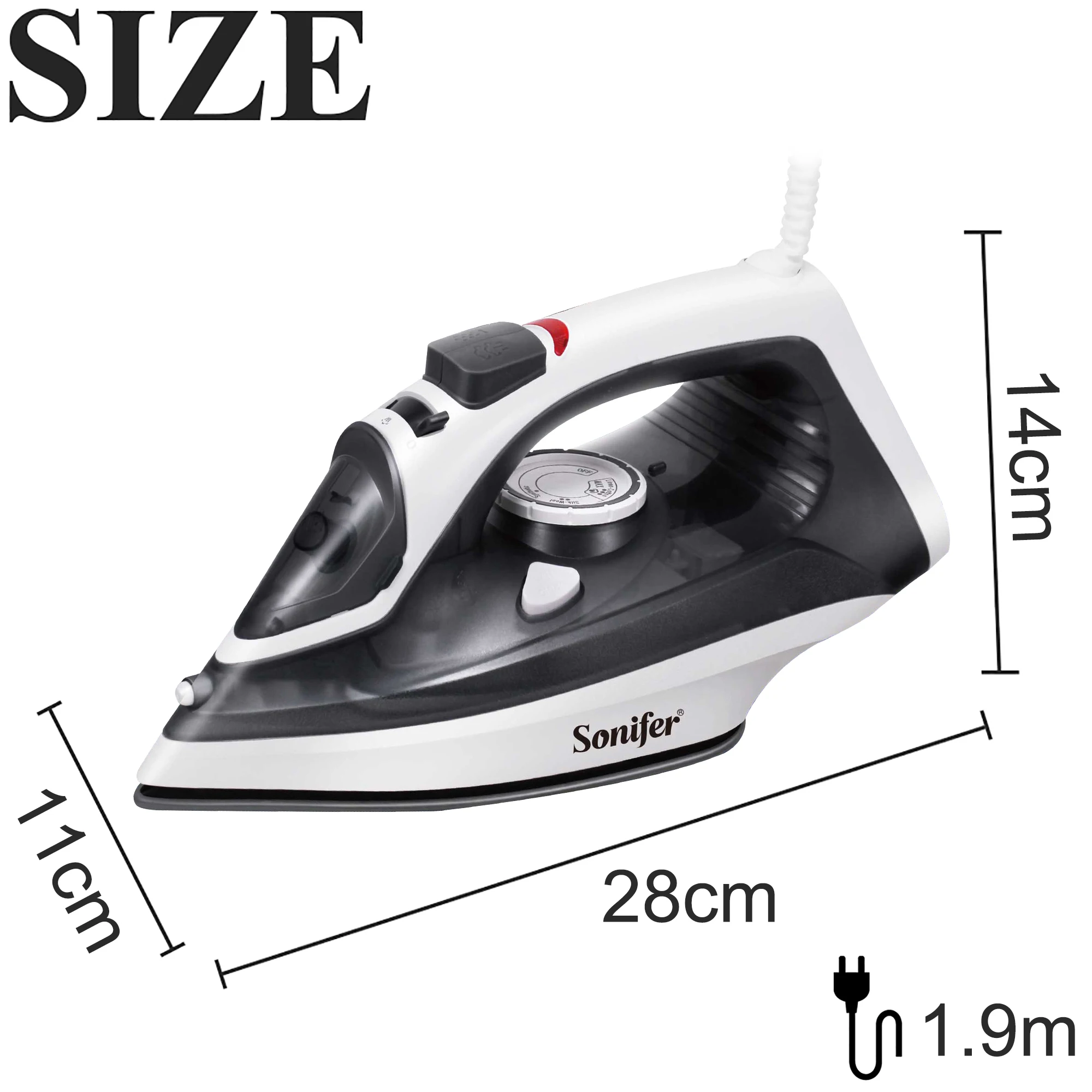 Sonifer Electric Steamer Iron SF-9080 .Dry ironing function .Nebulizer steam function .Powerful burst steam vertical steam funct 6