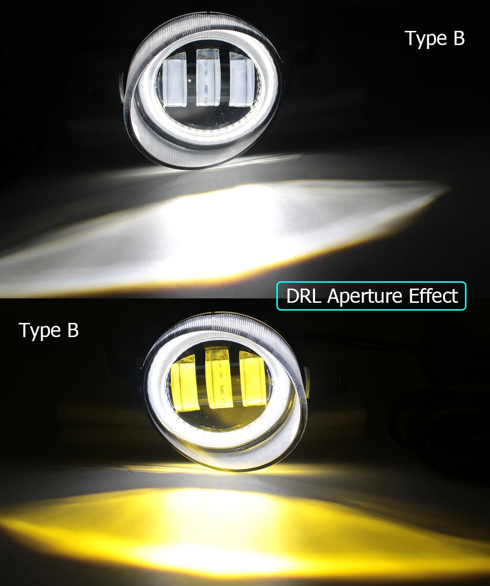 LED Angel Eye Daytime Running Lights Led Fog Lamp Assembly for Great Wall Haval H2 2014-2019 Driving Light Lens White + Yellow detail image 10