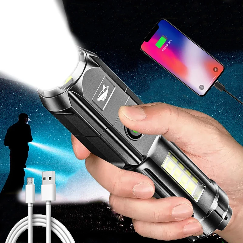 Mini lampe de poche n'aime télescopique, 3 modes d'éclairage, torche aste  par USB, étanche