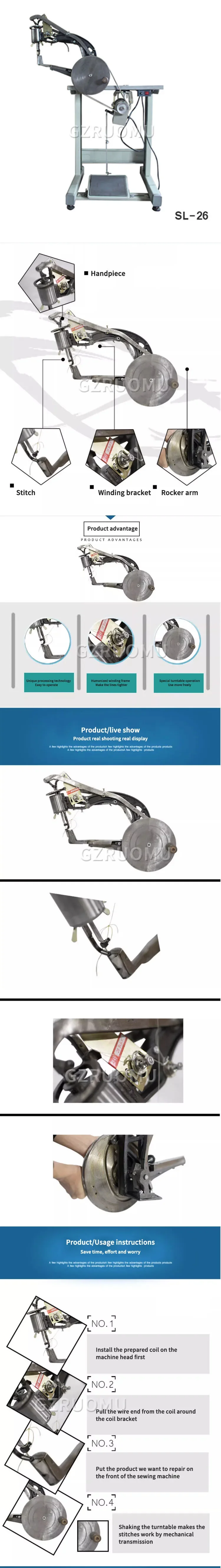 SL26 Professional Electric Shoe Repairing Machine Old-Fashioned Manual Obolique