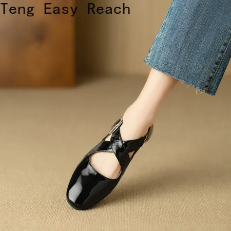 Retro Thick Heel Buckle Mary Jane Shoes Women Spring 2024 New Shallow Flat Shoes Women.