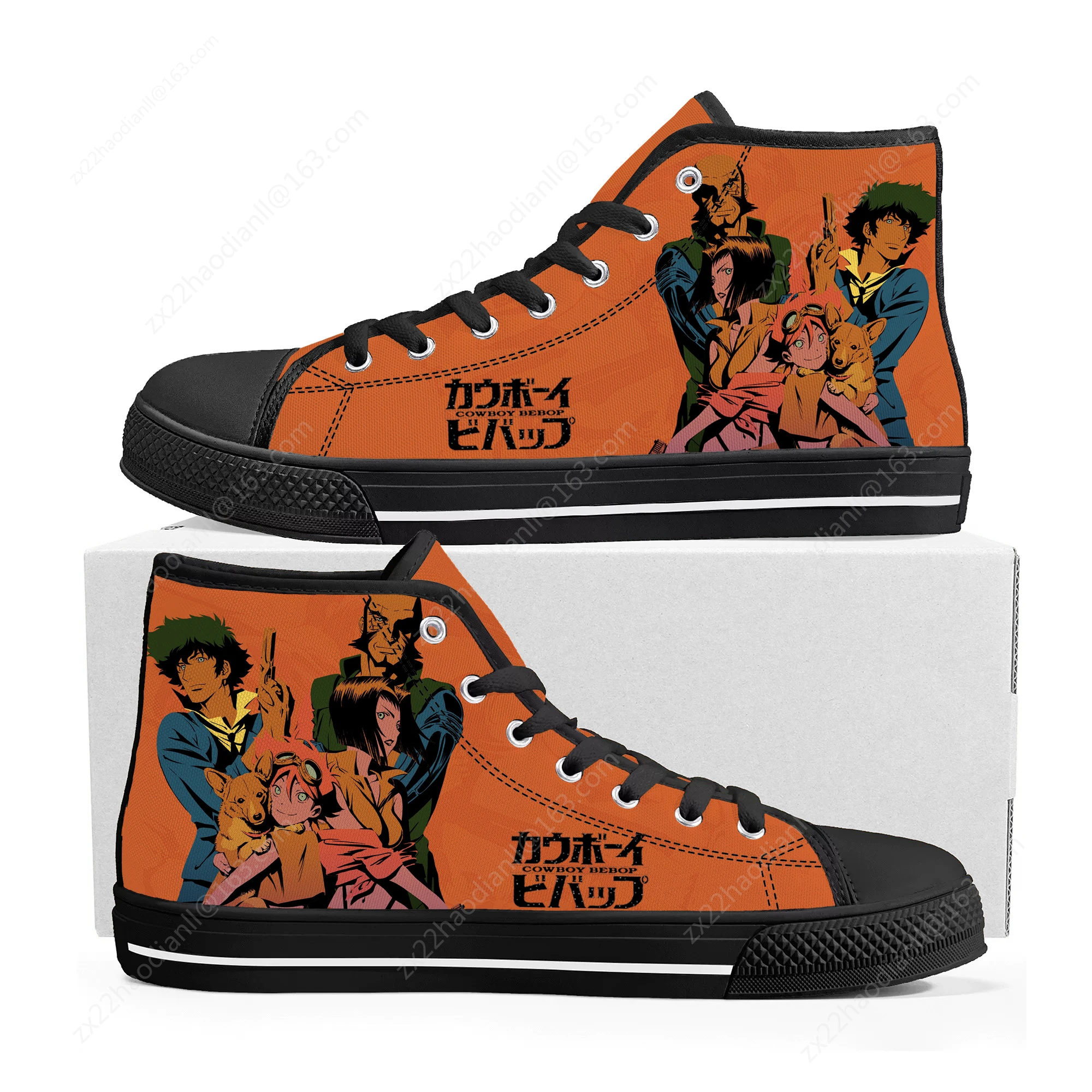 Hot Anime Manga Cartoon Cowboy Bebop High Top Sneakers High Quality Mens Womens Teenager Canvas Sneaker Couple Shoes Custom Shoe