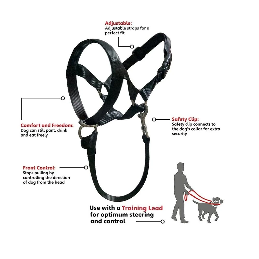 Adjustable Quick-Release Dog Head Halter Muzzle-Anti-Bite Bark & No-Pull Leash Control with Safety Strap