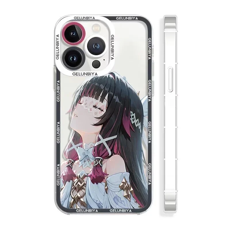 Genshin Impact Soft TPU Phone Case Featuring Xiao, Columbina, HuTao, and Furina