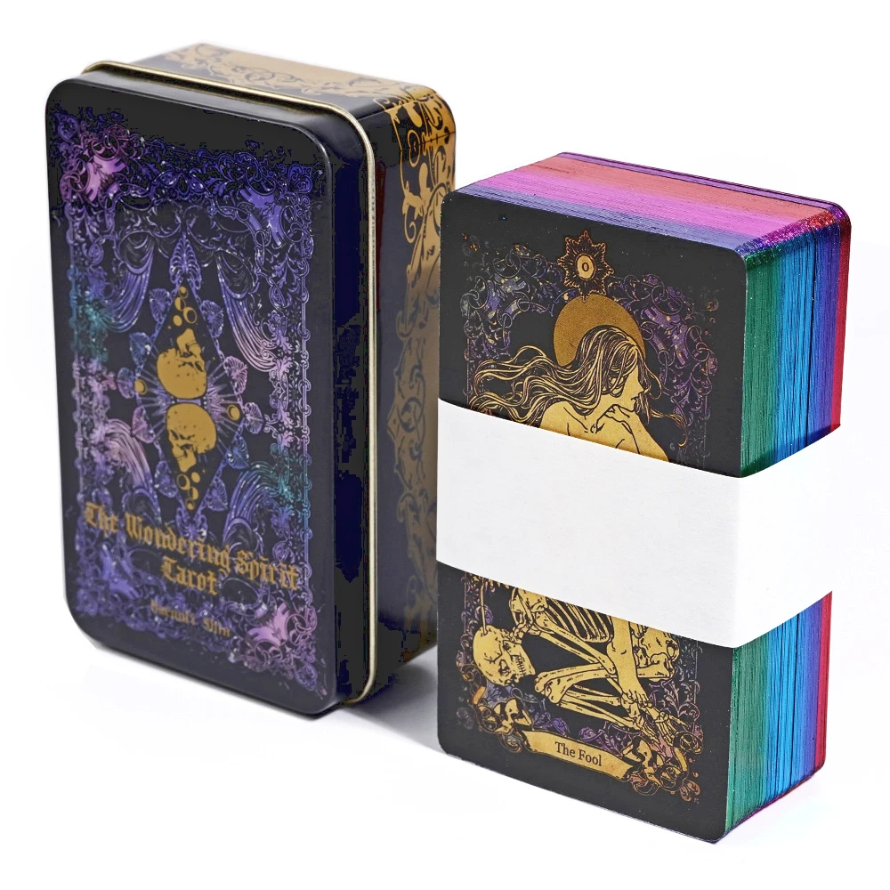 

10.3*6cm Wandering Spirit Tarot Deck In A Tin Box with Guidebook for Beginners Limited Edition with Gilded Edges