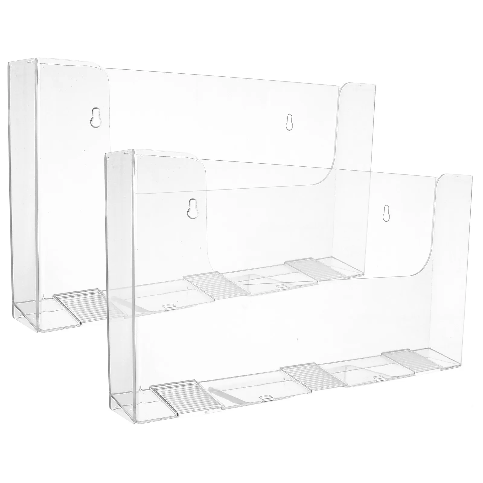 2Pcs 벽 파일 홀더 아크릴 투명 벽걸이형 잡지 랙 주최자 대용량 종이 보관 사무실 파일