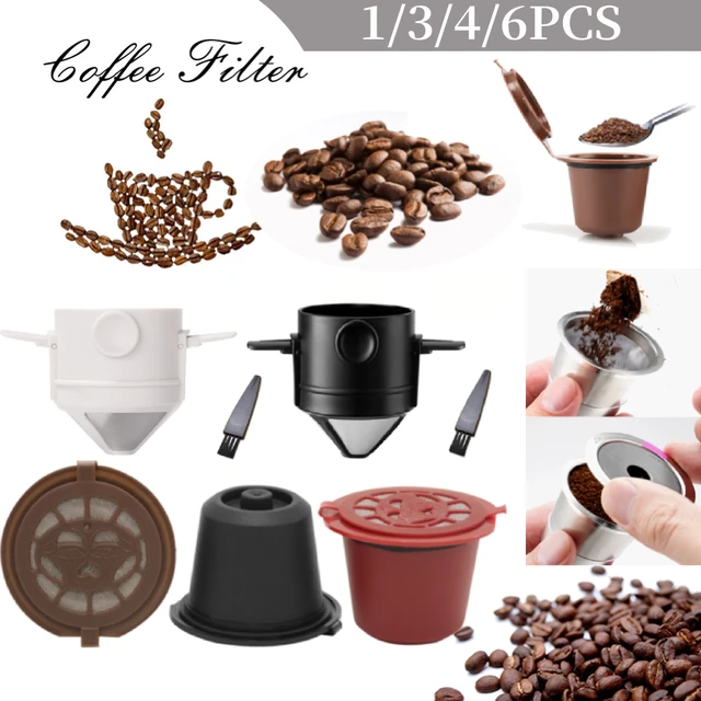 Cápsulas reutilizables compatibles para cafetera Nespresso, filtro de café  recargable con 1 cuchara, 1 cepillo, artículos para el hogar, 5 uds. -  AliExpress