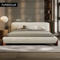 Lit double en laine d'agneau à dossier doux, lit en tissu, tatami japonais, chambre principale minimaliste italienne, moderne et simple 2