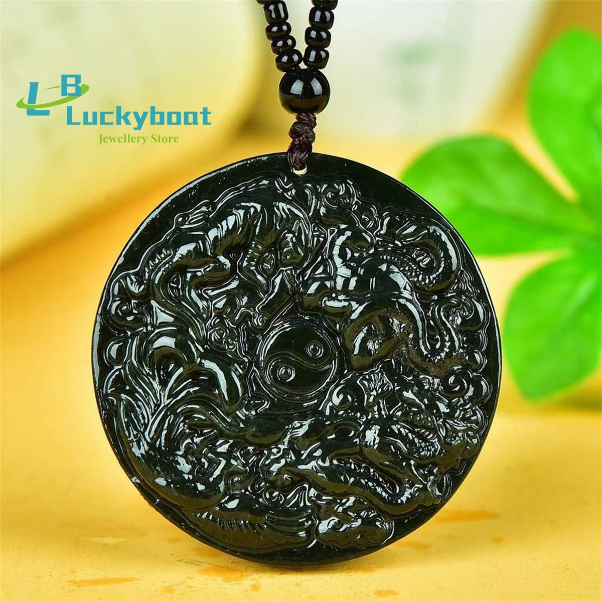 Natural Hotan Jade Four Mythical Beasts Round Brand Pendant Simple Elegant Fashionable Exquisite Versatile Men's and Women's Sty