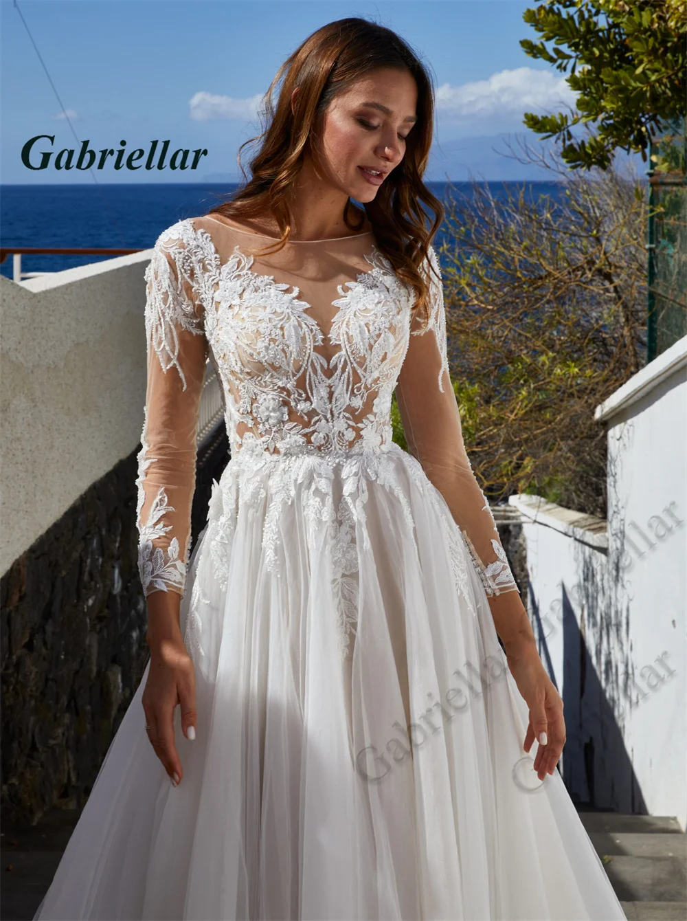 Adrianna Papell 31255P Floral Print Detachable Sleeve Wedding Dress -  MadameBridal.com