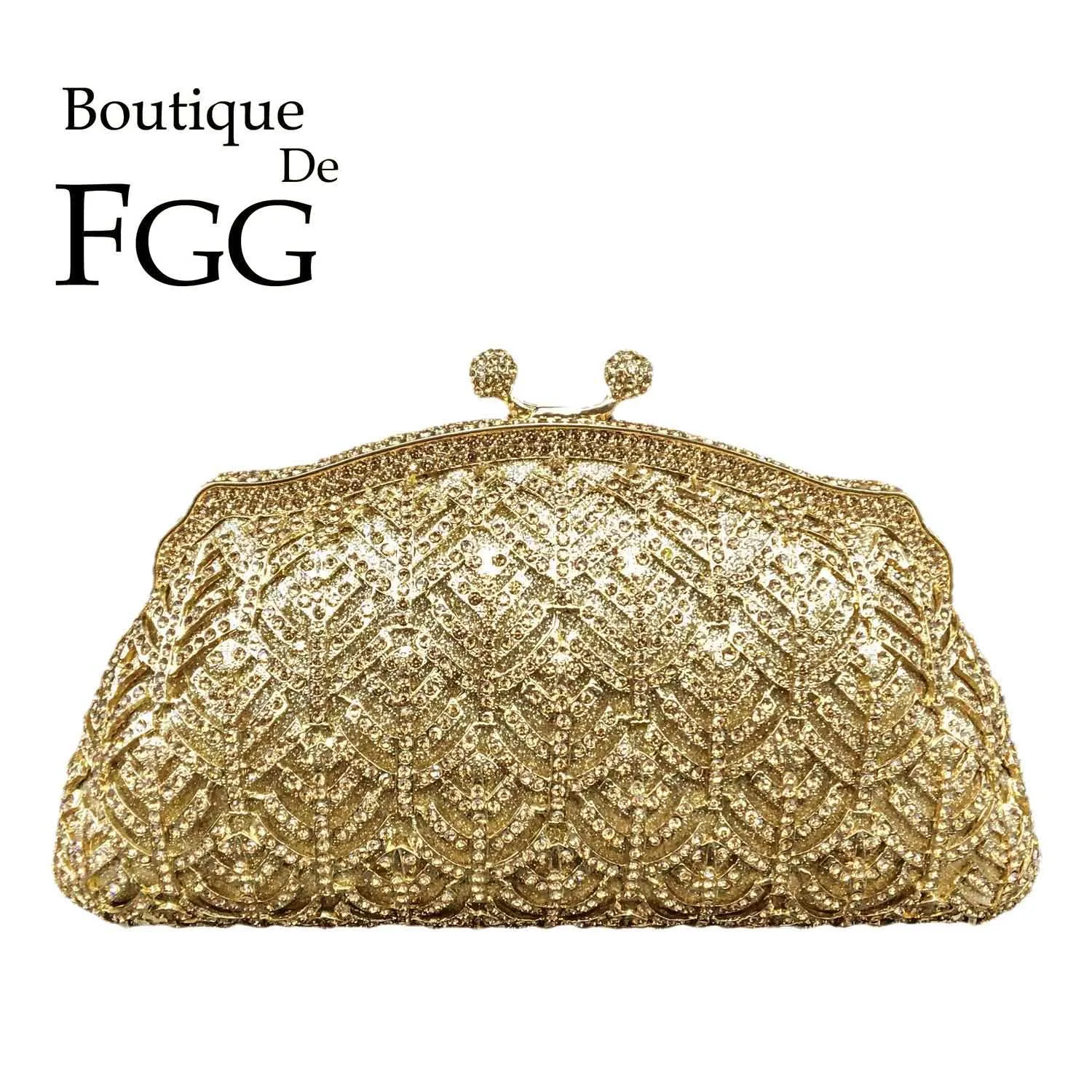 Boutique De Fgg Elegant Women Gold Evening Bags And Clutches Formal