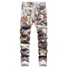 Men Classical Painting Print Jeans Fashion Angel Immortal Stretch Pants Slim Tapered Denim Trousers 2