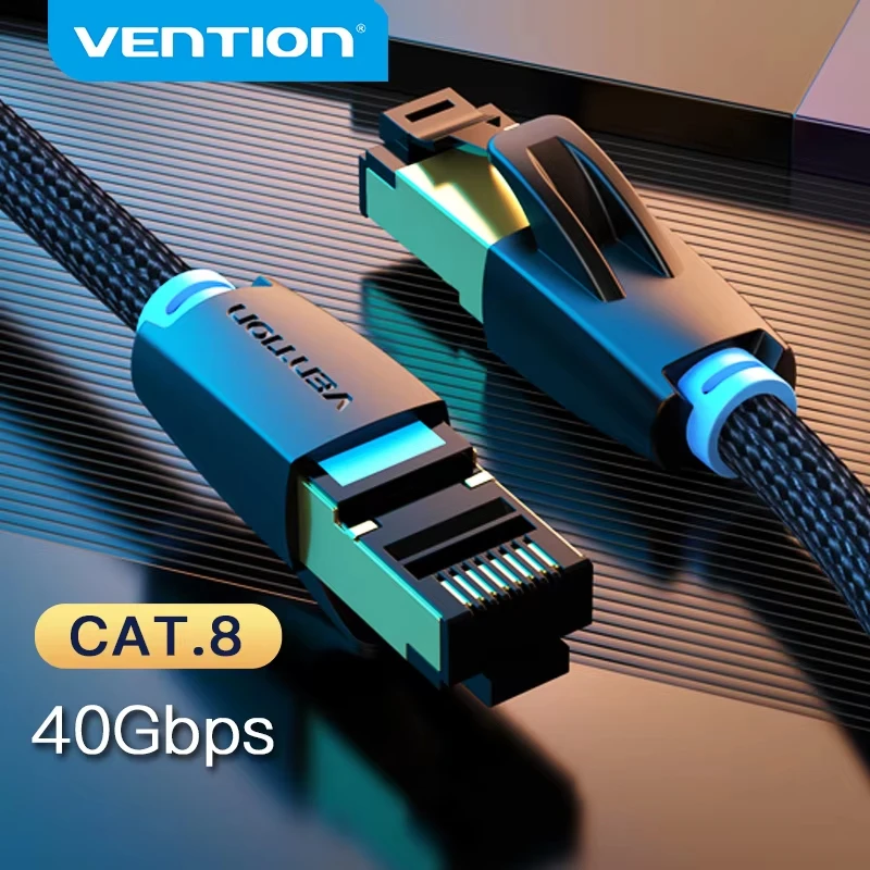 Vention สาย Ethernet Cat8 40Gbps 2000MHz สายเคเบิลเครือข่ายไนลอน RJ45 สายแพทช์สําหรับแล็ปท็อป PS4 Router Cat 8 สาย Lan 1