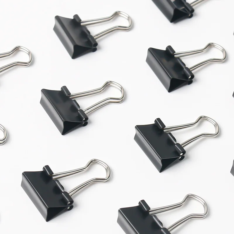 30/60Pcs 블랙 메탈 바인더 클립 다기능 롱 테일 클립15mm 편지 용지 클립 사무용 문구 용품 바인딩