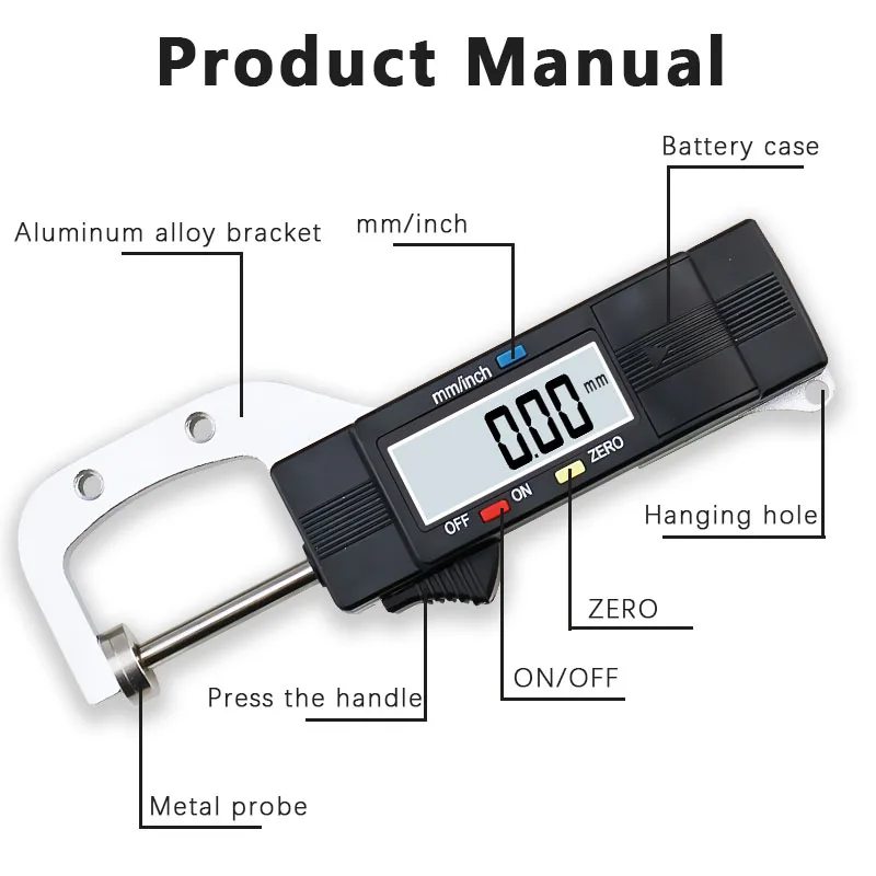Digital Thickness Gauges Mini Portable Horizontal Electronic Thickness Meter 0-25.4mm Caliper 0.01mm Resolution digital caliper,thickness gauge