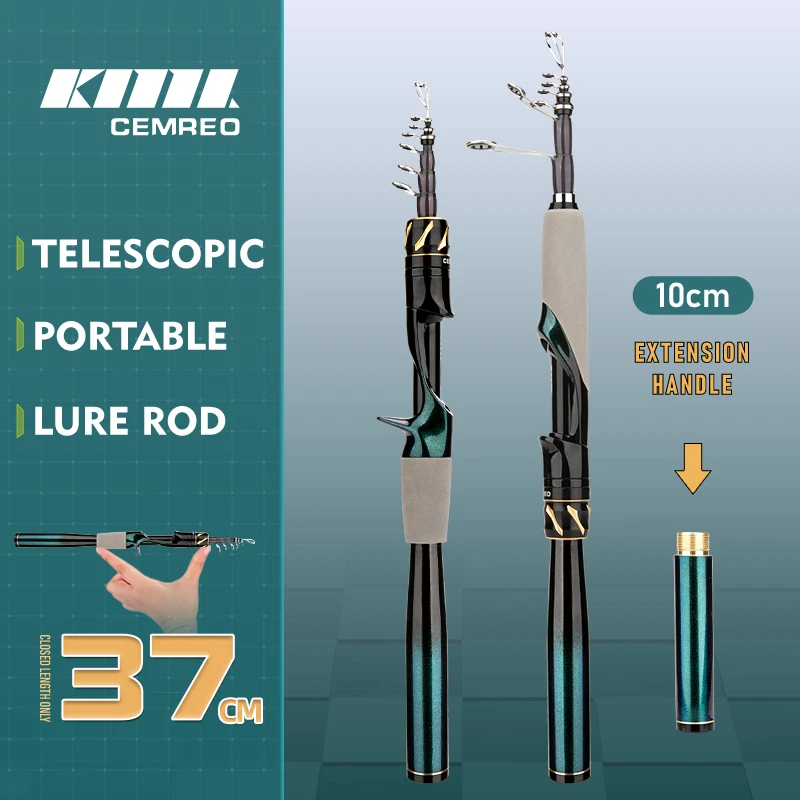 

CEMREO New Mini Travel Fishing Rod 37cm Portable Short Carbon Fiber Telescopic Rod 1.8m/2.1m Easy Carry Fishing Rod CENTAURUS-RS