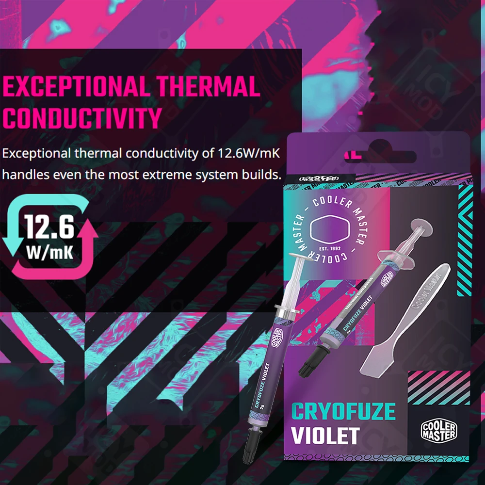 Cooler Master Paste12.6w Térmica mk Computador Dissipação de Calor Pasta Roxa Graxa Térmica para pc Portátil Gpu Cpu Dissipação de Calor Gabinete Gamer - Imagem 3