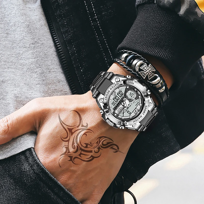 FOXBOX Men's Military Sports Electronic Watches Waterproof Shock Man Top Luxury Clock Digital Writwatch relogio masculino 2024