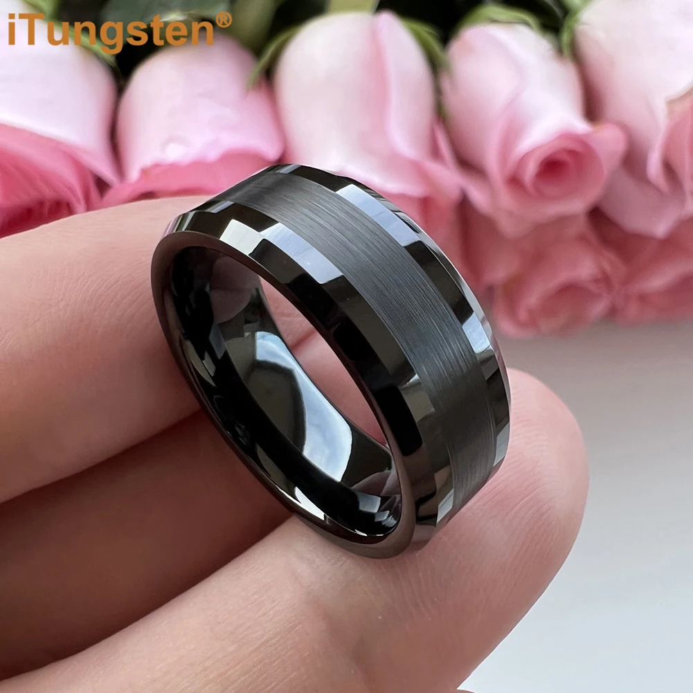 6mm 8mm Engagement Wedding Band Gold Plated Tungsten Finger Ring Men Women Couple Fashion Jewelry Comfort Fit