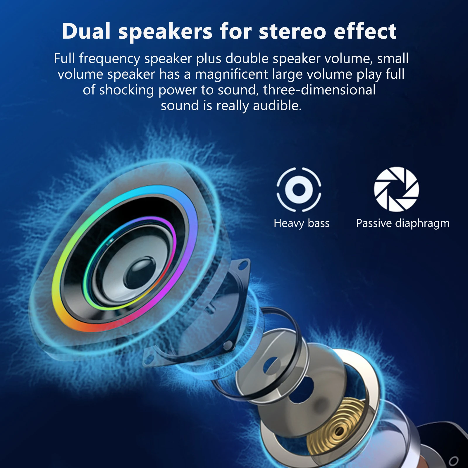 SADA Home Speaker Set Desktop PC Computer Speakers 3.5mm Wired Laptop Speakers USB Powered Sound Box with RGB Lights