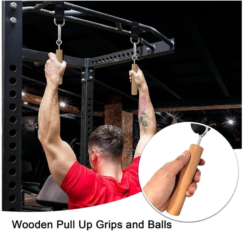 Wooden Handle Pull Up Ball Grip Finger Strengthener Exerciser Arm Muscle Strength Workout Rock Climbing Bouldering Training Tool 4