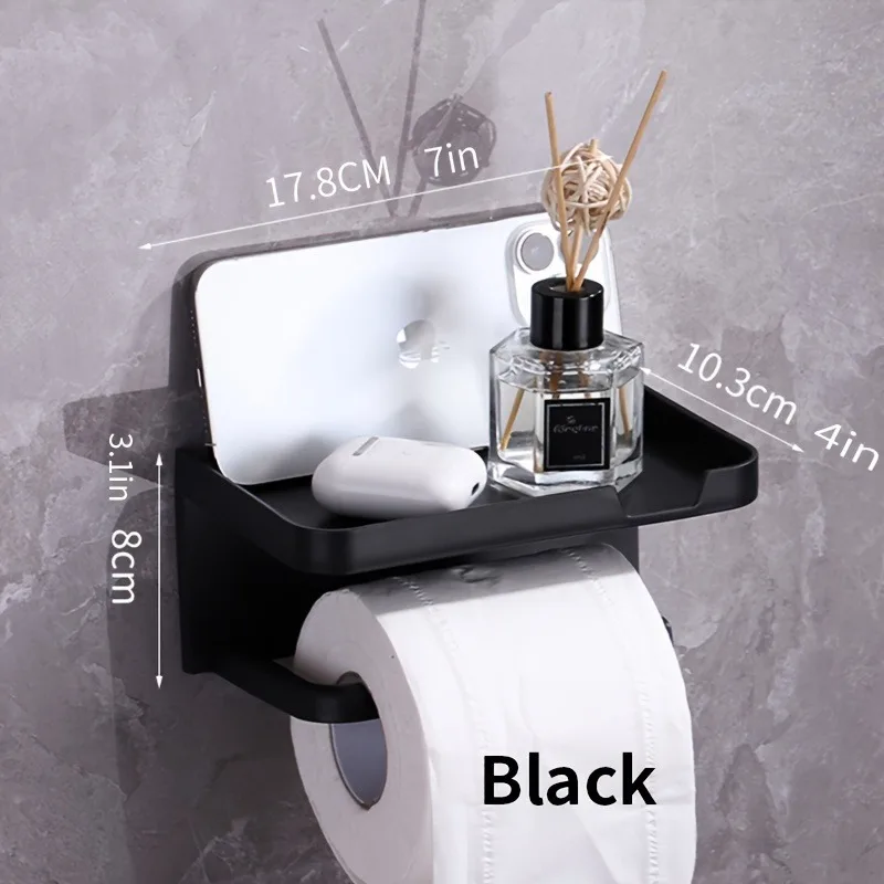 Description Picture 5 of itemBathroom Toilet Roll Paper Holder Plastic Wall Mounted Punch-free Storage Rack Kitchen Seasoning Bottles Towel Placement Shelves
