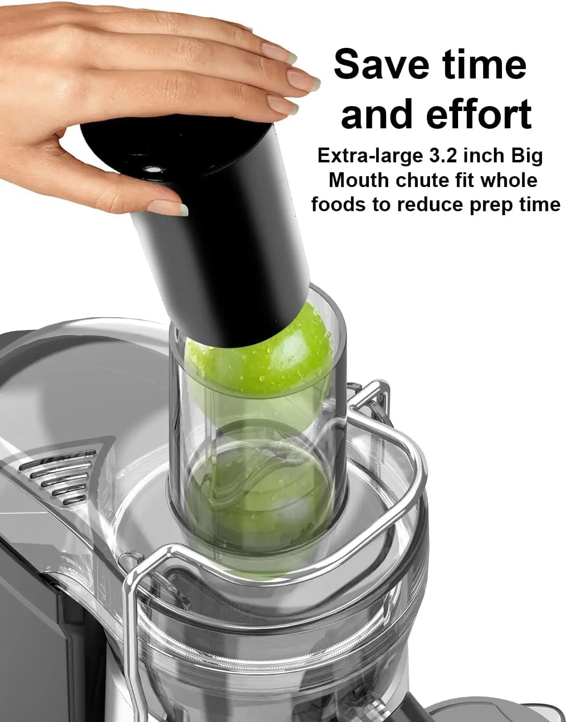 SiFENE Centrifugal Juicer Machine, Rapid 1000W Juice Extractor, Large 3.2'' Feed Chute for Whole Fruit & Veg Juicing, Gray 3