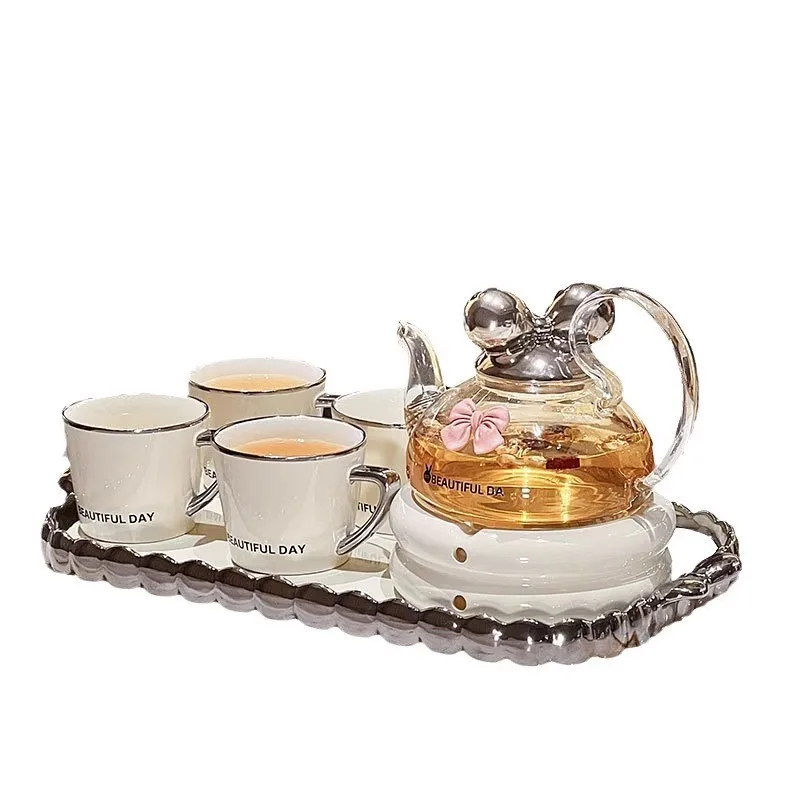 High Beauty Flower Tea Set Home Heatable Ceramics Teapot Teacup Set Gift Box Packaging