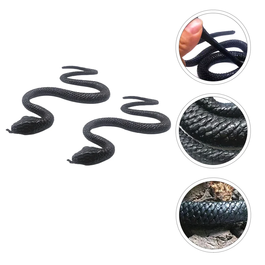 

2 Pcs Halloween Toys Simulation Black Snake Models Party Decorations Fake Desktop Tricky Lifelike Snakes