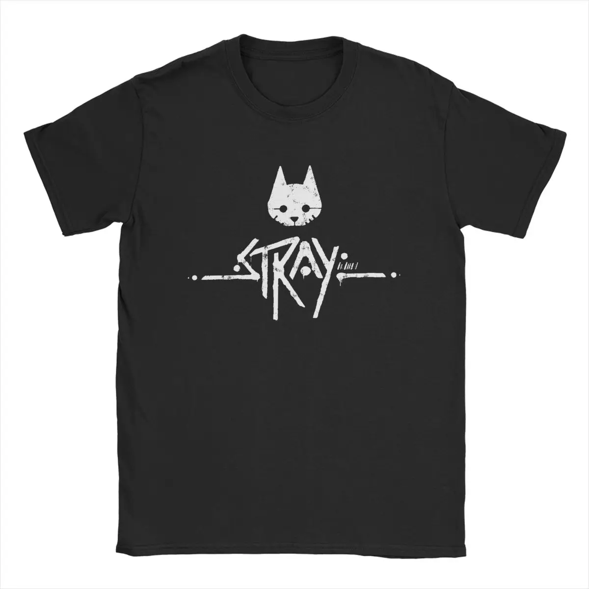 Vintage Stray Game Logo Men's T-Shirt - Pure Cotton, Round Collar, Short Sleeve, Gift Idea