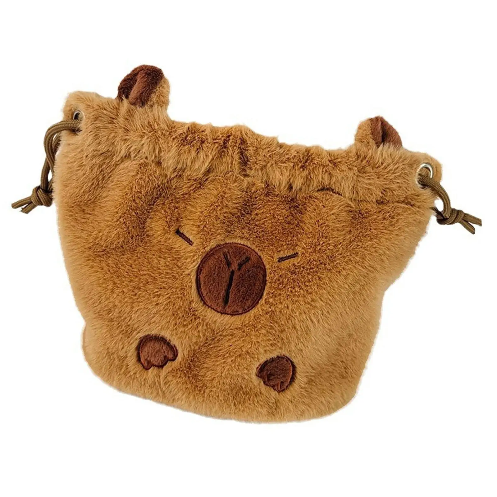 Plush Capybara Drawstring Handbag for Women Cute for Festivals Dating Travel