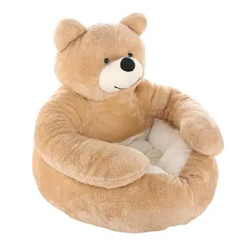 곰 커들러 애완 동물 침대, 귀여운 커들러 곰 고양이 수면 매트, 플러시 애완 동물 쿠션, 미끄럼 방지 바닥, 세척 가능한 애완 동물 침대 및 소파