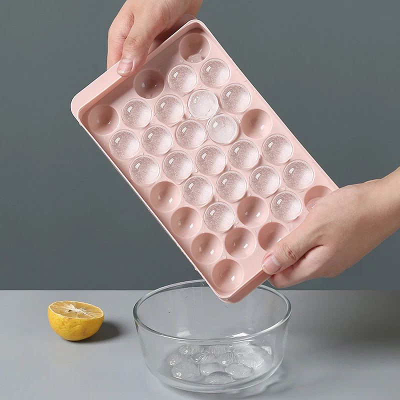 1PC Creative Round Ice Cube Tray With Lid 18/33 Grid Ice Molds Home Bar Cooler Tools Bpa Free Mould Whiskey Cocktail Cold Drink