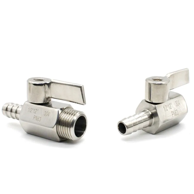 Válvula de Esfera Rosca Macho e Fêmea Mini Adaptador Pagoda Way Handle Ss304 18 14 38 12 18 mm 10 mm 12 mm