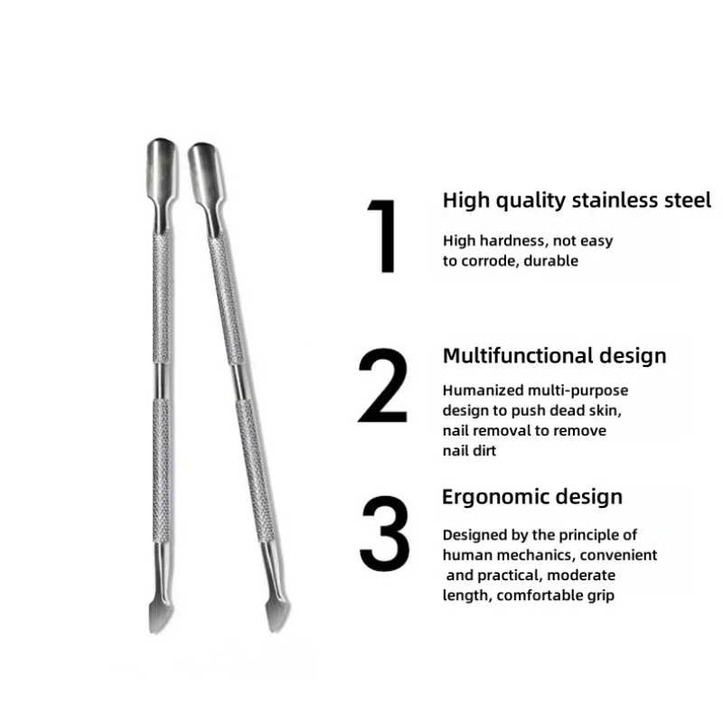 Stainless Steel Double-ended Nails Steel Push Lift Nail Remover Manicure Tool Beauty Nail Push Trim Tool