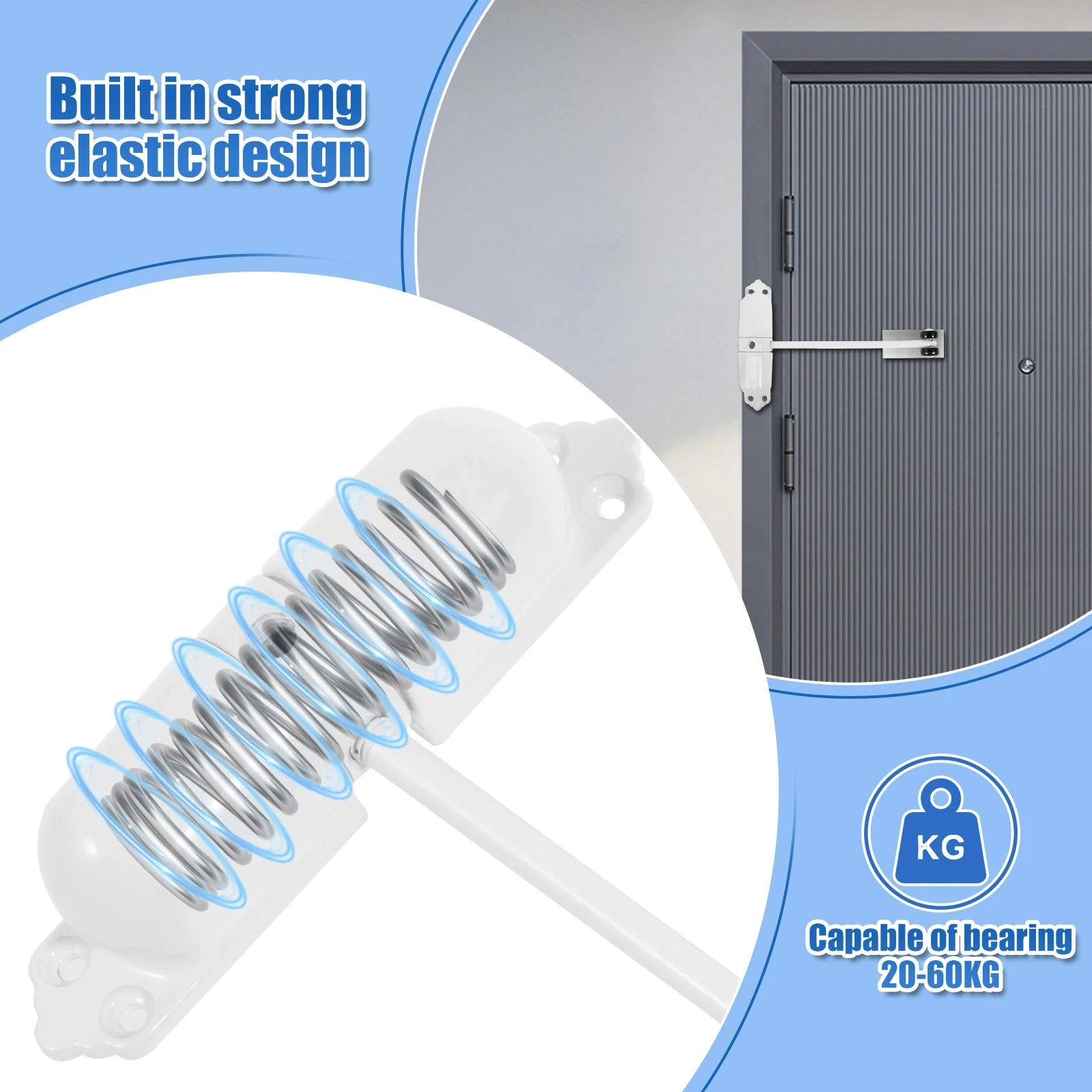 Door Closer Double Spring Door Closer Aluminum Alloy Automatic 60kg Load Capacity Quiet Safety Spring