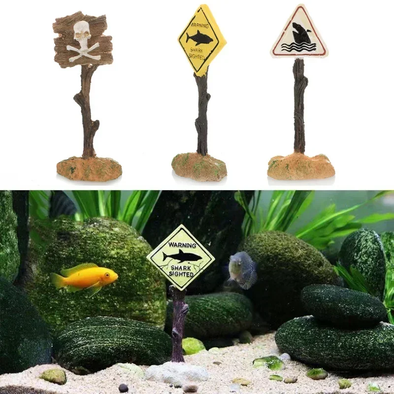 Aquarium Decoration Ornaments Artificial Shark Warning Sign Landscaping Accessories for Fish Tank Aquarium Background fish tank ornaments,mini landscape ornaments,fish tank decorations,aquarium ornaments,fish tank backdrop